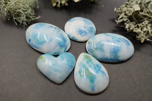 5 cabochons Faux Larimar Stone #10 Cabochons SweetyBijou Cabochons Default Title  