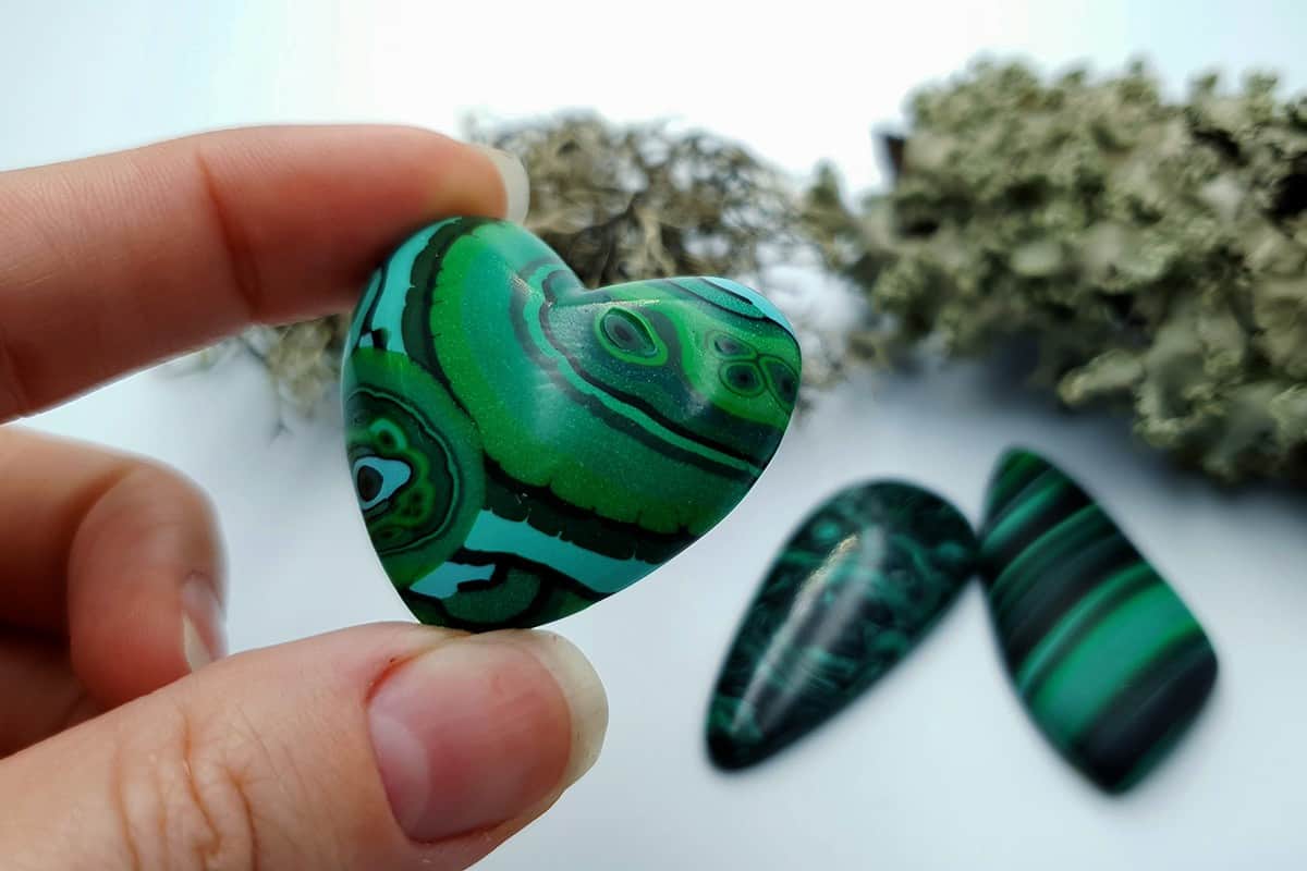 3 pcs Beads Faux Malachite from Polymer Clay (#2) Cabochons SweetyBijou Cabochons   