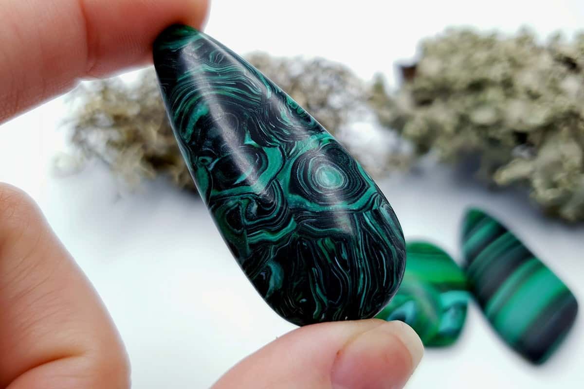 3 pcs Beads Faux Malachite from Polymer Clay (#2) Cabochons SweetyBijou Cabochons   