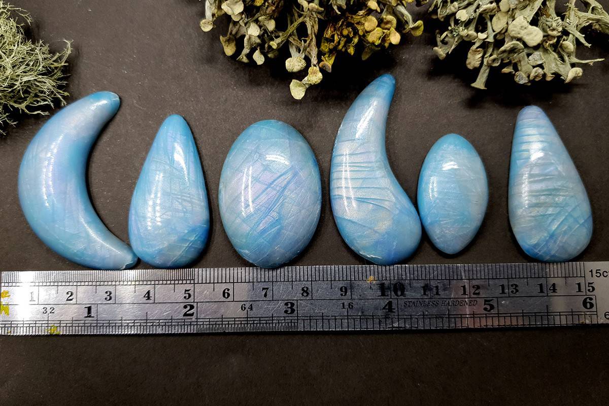 6 cabochons faux rainbow moonstone #2 Cabochons SweetyBijou Cabochons   