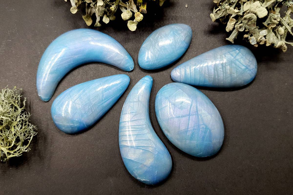 6 cabochons faux rainbow moonstone #2 Cabochons SweetyBijou Cabochons   