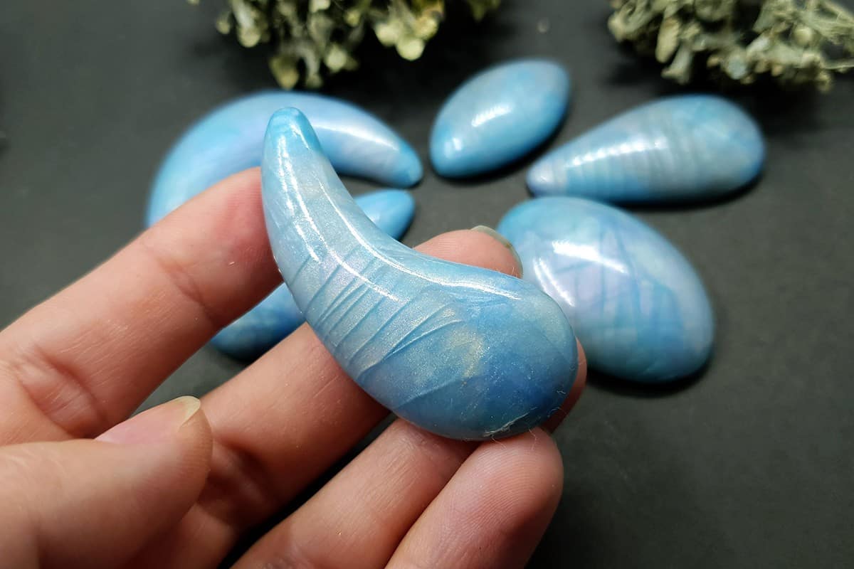 6 cabochons faux rainbow moonstone #2 Cabochons SweetyBijou Cabochons   