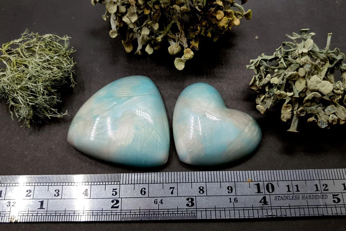 2 cabochons Faux Moonstone from Polymer Clay (#3) Cabochons SweetyBijou Cabochons   