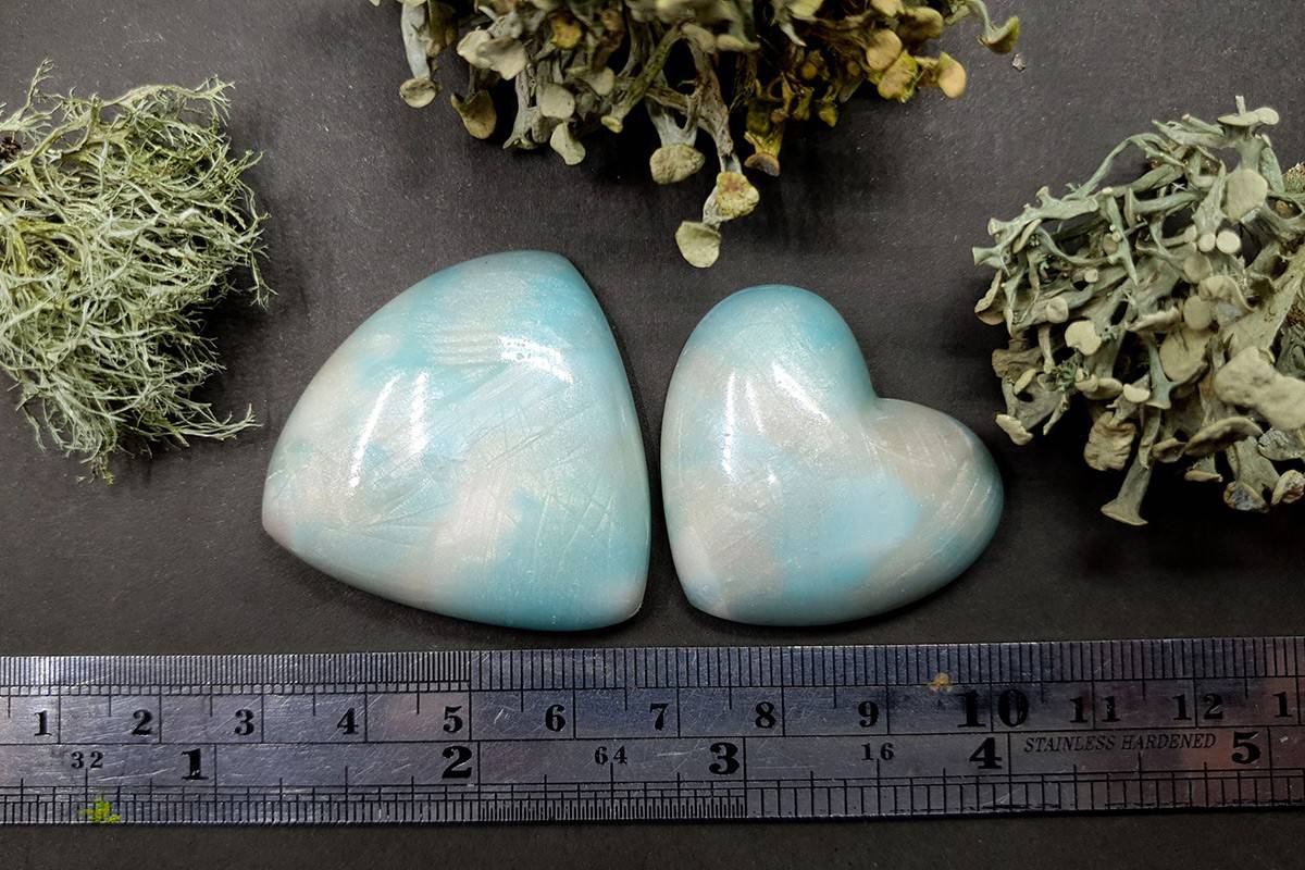 2 cabochons Faux Moonstone from Polymer Clay (#3) Cabochons SweetyBijou Cabochons   