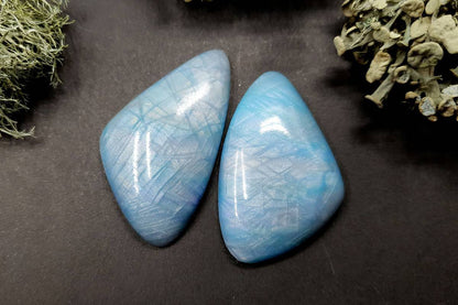 2 cabochons Faux Moonstone from Polymer Clay (#4) Cabochons SweetyBijou Cabochons   