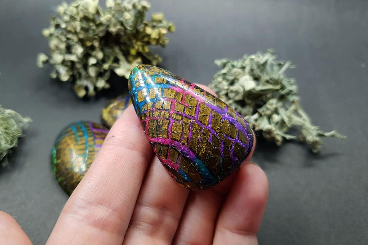 Faux Opalized Wood Stone - 3 cabochons Cabochons SweetyBijou Cabochons   