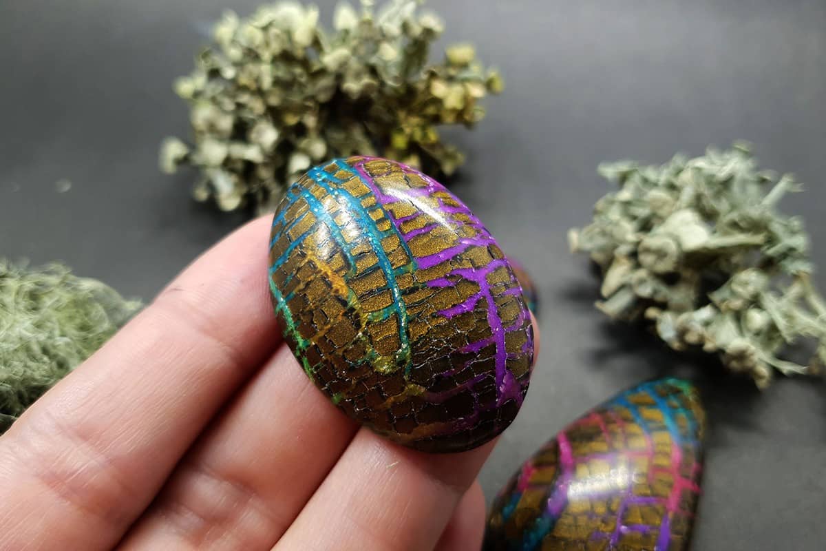 Faux Opalized Wood Stone - 3 cabochons Cabochons SweetyBijou Cabochons   