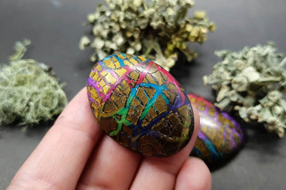 Faux Opalized Wood Stone - 3 cabochons Cabochons SweetyBijou Cabochons   