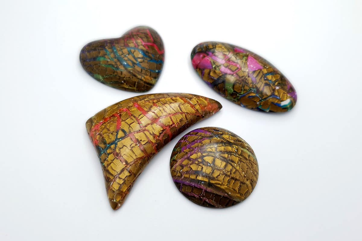 Faux Opalized Wood Stone - 4 cabochons Cabochons SweetyBijou Cabochons   