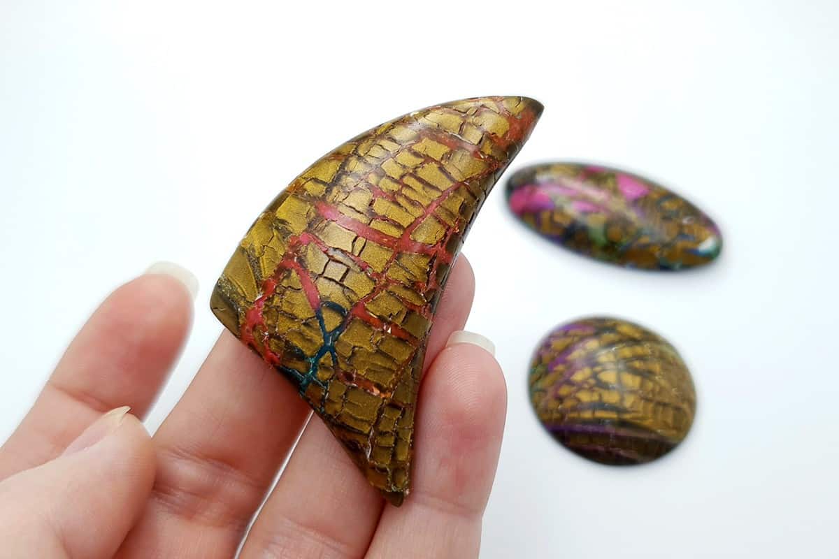 Faux Opalized Wood Stone - 4 cabochons Cabochons SweetyBijou Cabochons   