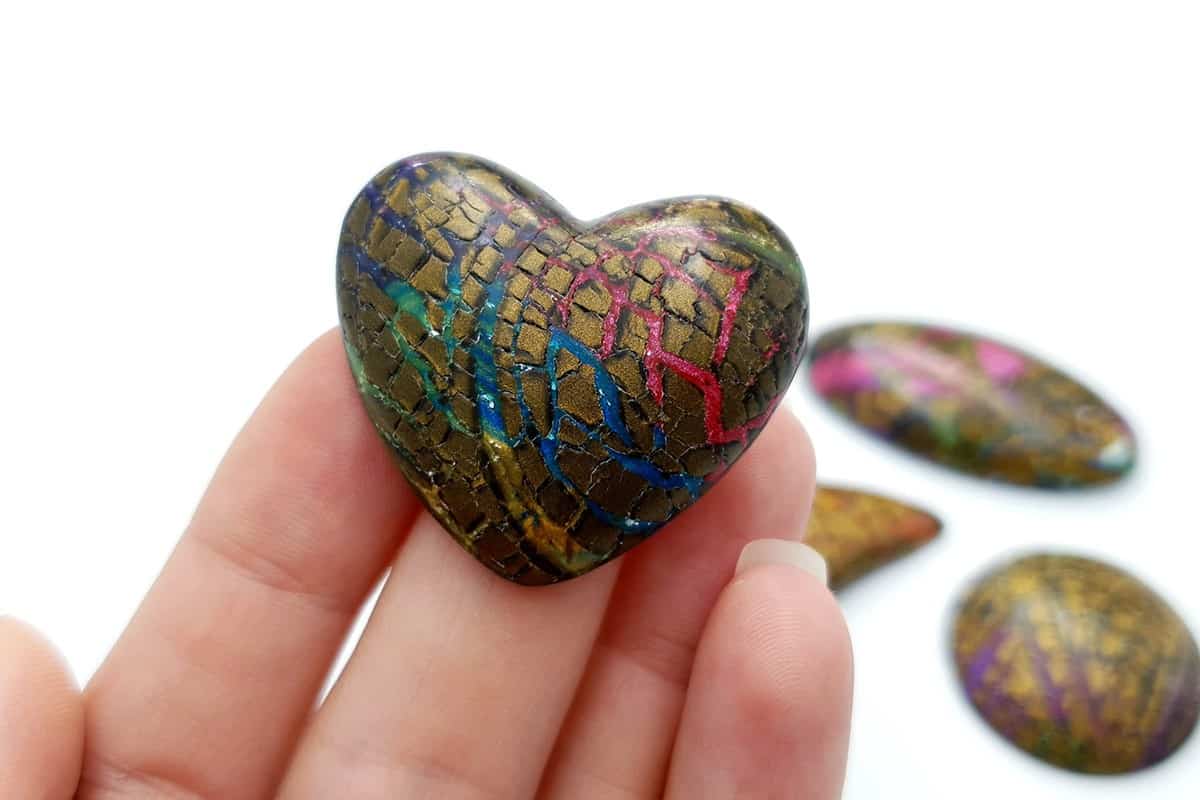 Faux Opalized Wood Stone - 4 cabochons Cabochons SweetyBijou Cabochons   