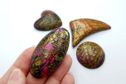 Faux Opalized Wood Stone - 4 cabochons Cabochons SweetyBijou Cabochons   