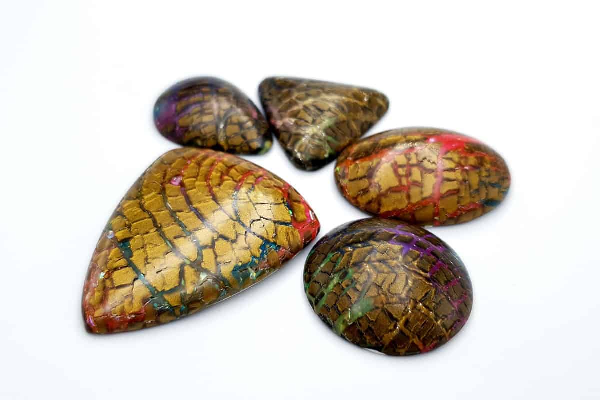 Faux Opalized Wood Stone 5 cabochons Cabochons SweetyBijou Cabochons   