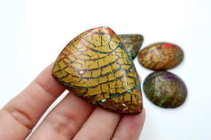Faux Opalized Wood Stone 5 cabochons Cabochons SweetyBijou Cabochons   