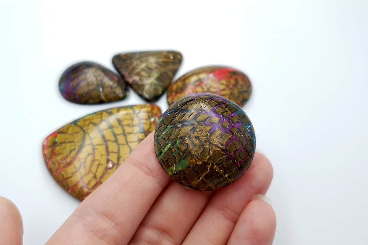 Faux Opalized Wood Stone 5 cabochons Cabochons SweetyBijou Cabochons   