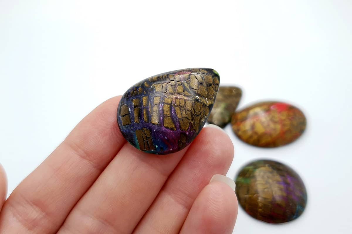 Faux Opalized Wood Stone 5 cabochons Cabochons SweetyBijou Cabochons   