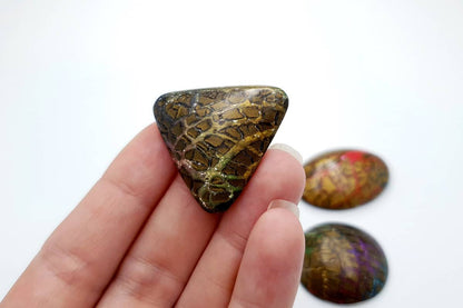 Faux Opalized Wood Stone 5 cabochons Cabochons SweetyBijou Cabochons   