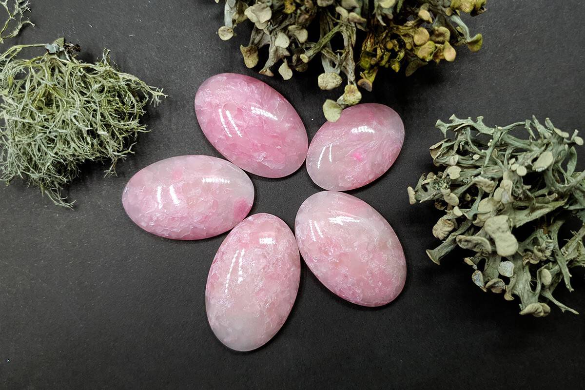 5 cabochons Faux Pink Quartz Stone #1 Cabochons SweetyBijou Cabochons   