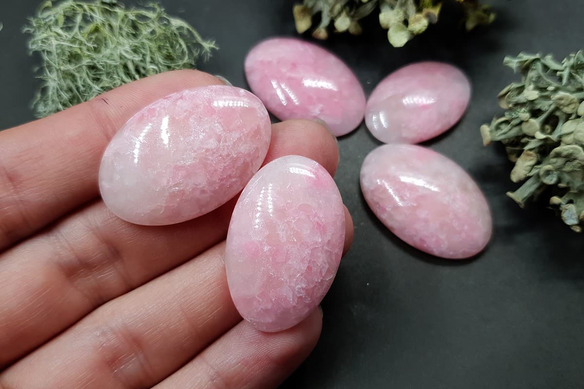 5 cabochons Faux Pink Quartz Stone #1 Cabochons SweetyBijou Cabochons   