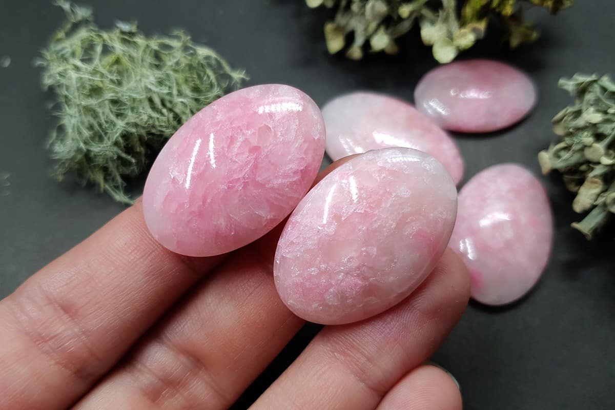5 cabochons Faux Pink Quartz Stone #1 Cabochons SweetyBijou Cabochons   