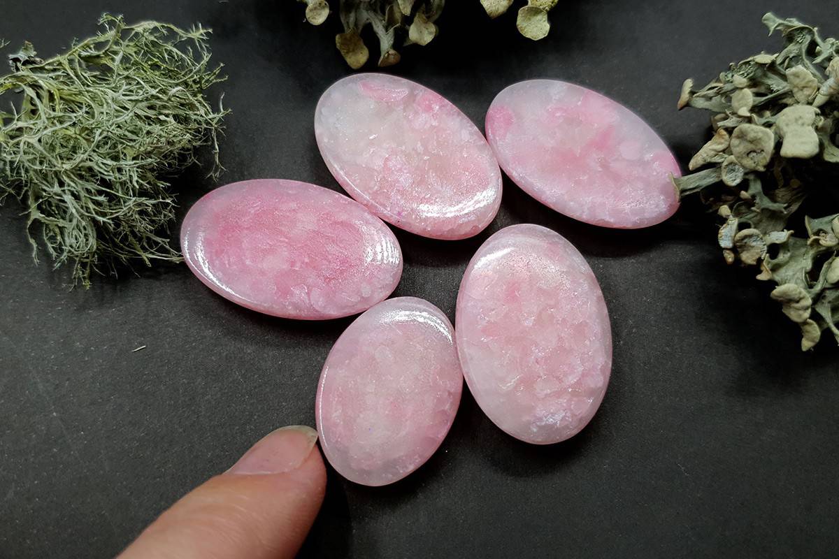 5 cabochons Faux Pink Quartz Stone #1 Cabochons SweetyBijou Cabochons   