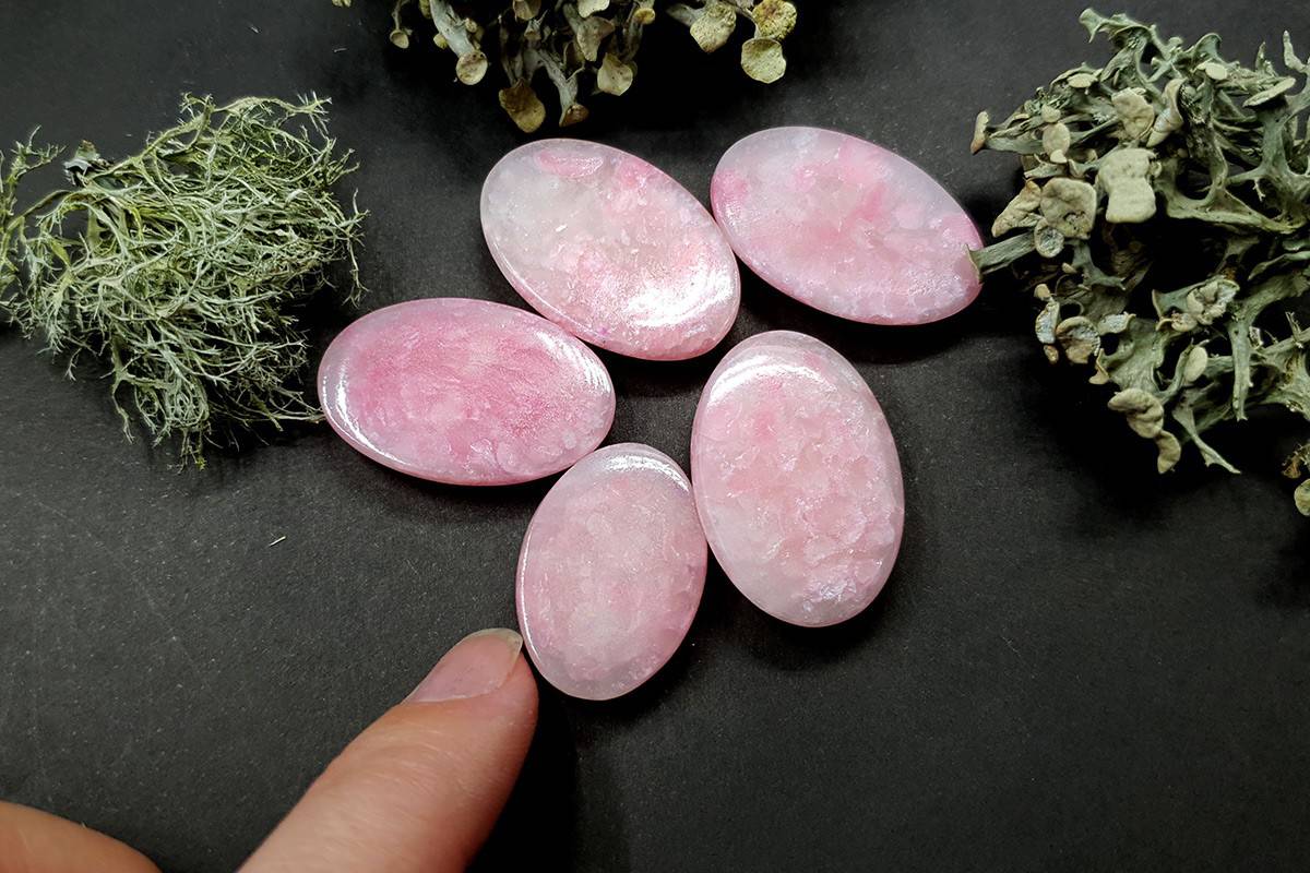 5 cabochons Faux Pink Quartz Stone #1 Cabochons SweetyBijou Cabochons   