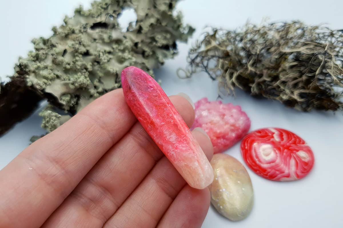 4 pcs Faux Pink Stones from Polymer Clay (Set #2) Cabochons SweetyBijou Cabochons   