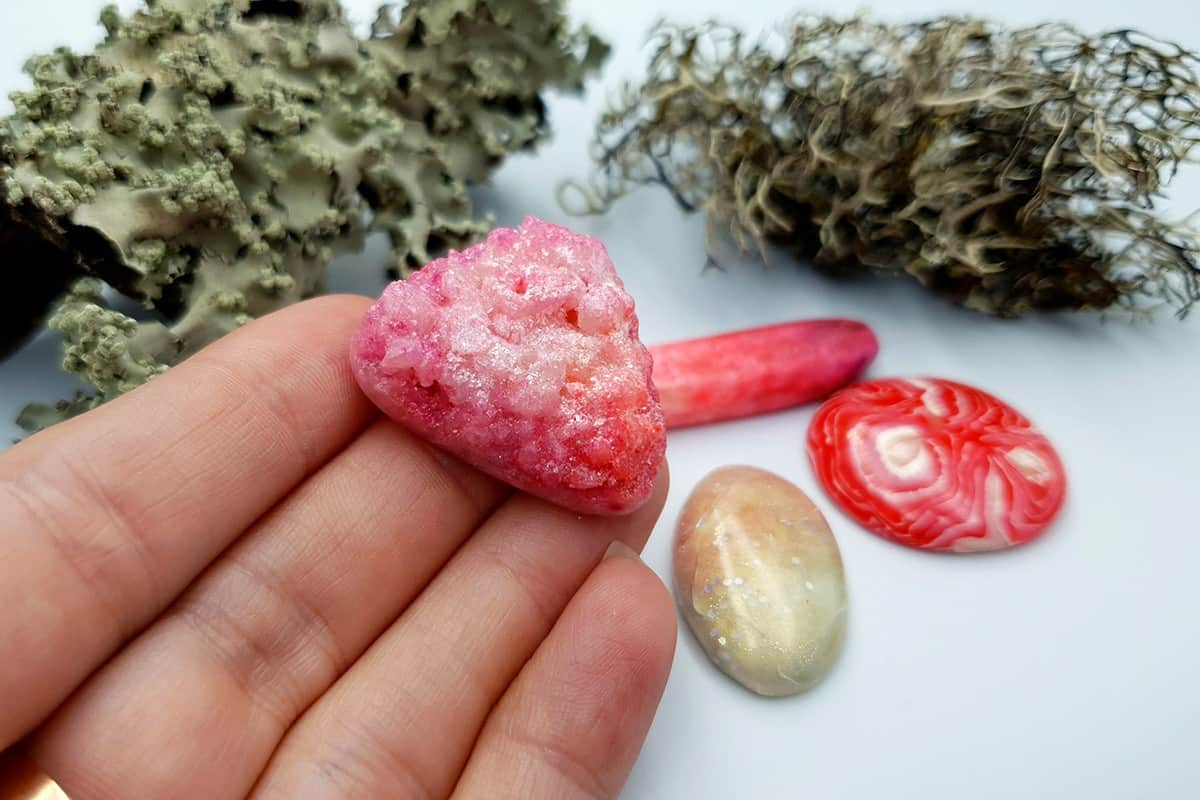 4 pcs Faux Pink Stones from Polymer Clay (Set #2) Cabochons SweetyBijou Cabochons   