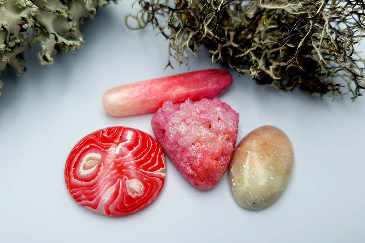 4 pcs Faux Pink Stones from Polymer Clay (Set #2) Cabochons SweetyBijou Cabochons   