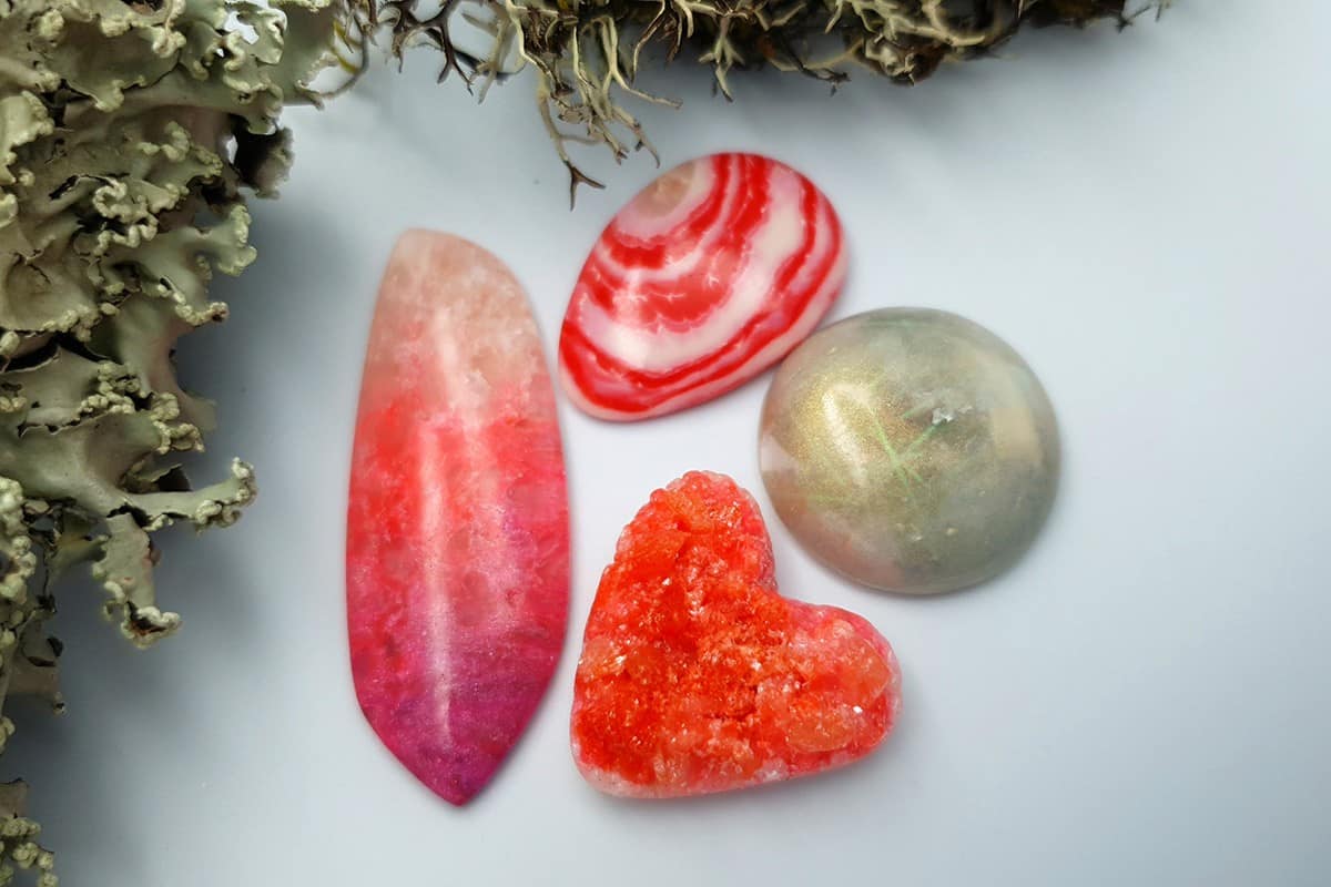 4 pcs Faux Pink Stones from Polymer Clay (Set #3) Cabochons SweetyBijou Cabochons   