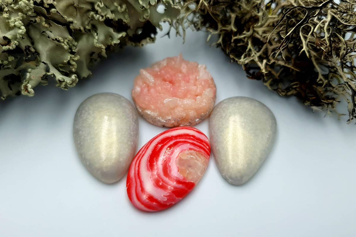 4 pcs Faux Pink Stones from Polymer Clay (Set #5) Cabochons SweetyBijou Cabochons   