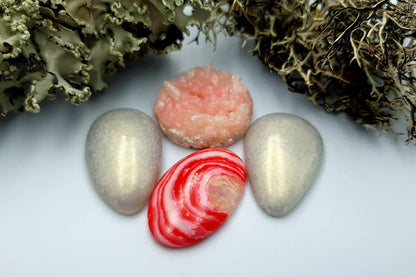 4 pcs Faux Pink Stones from Polymer Clay (Set #5) Cabochons SweetyBijou Cabochons   