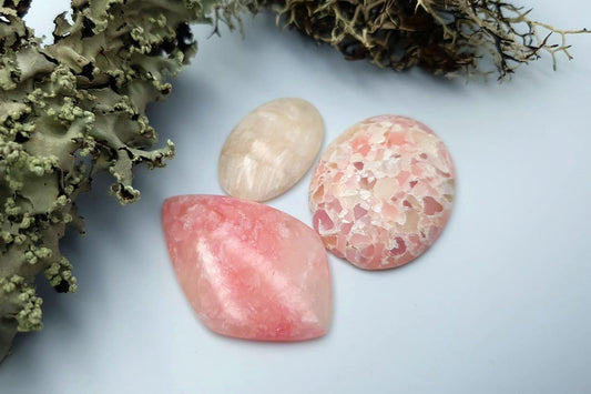 3 pcs Faux Pink Stones from Polymer Clay (Set #9) Cabochons SweetyBijou Cabochons   