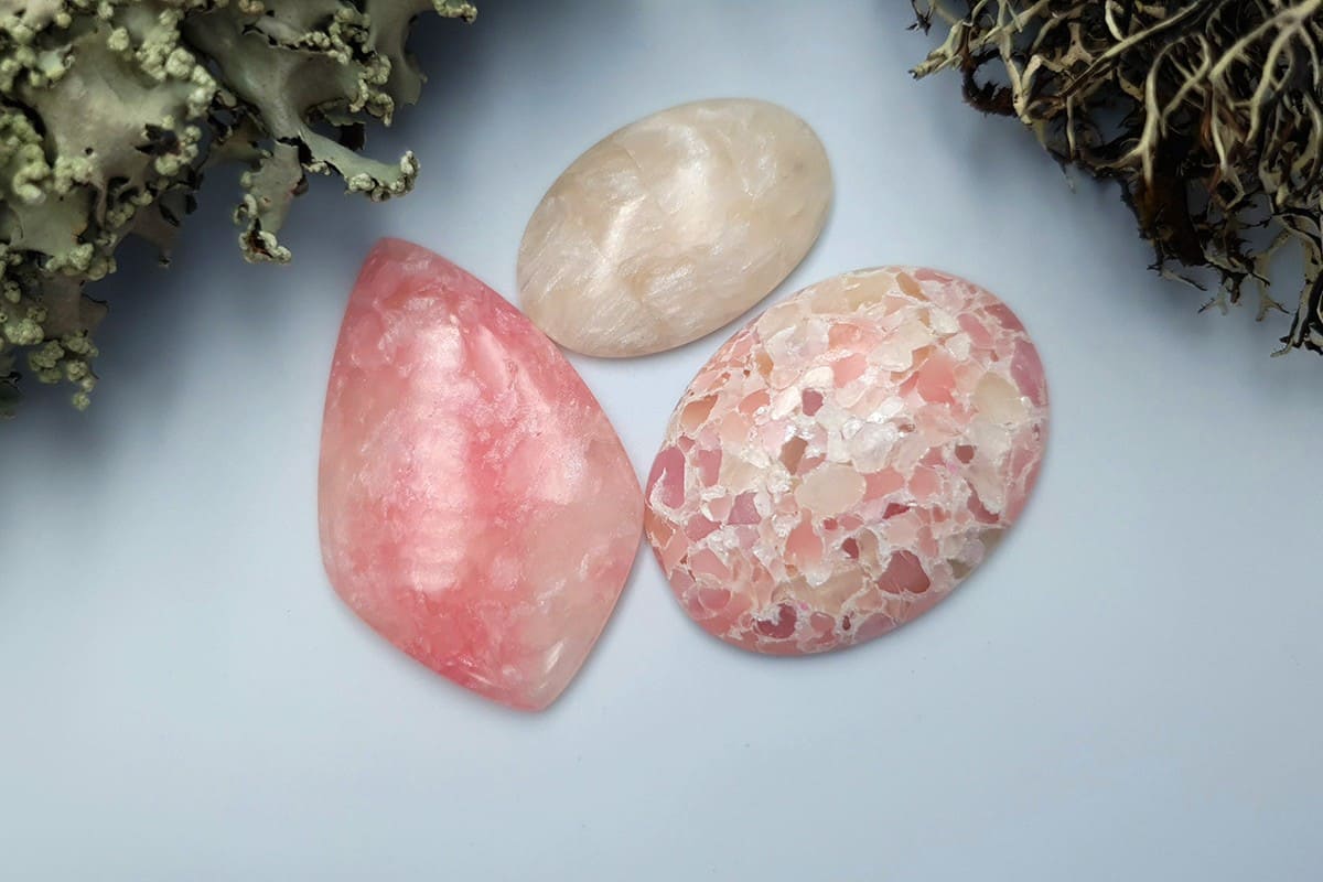 3 pcs Faux Pink Stones from Polymer Clay (Set #9) Cabochons SweetyBijou Cabochons   