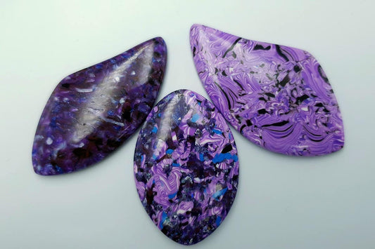 3 pcs Faux Purple Cabochones from Polymer Clay (#1) Cabochons SweetyBijou Cabochons   