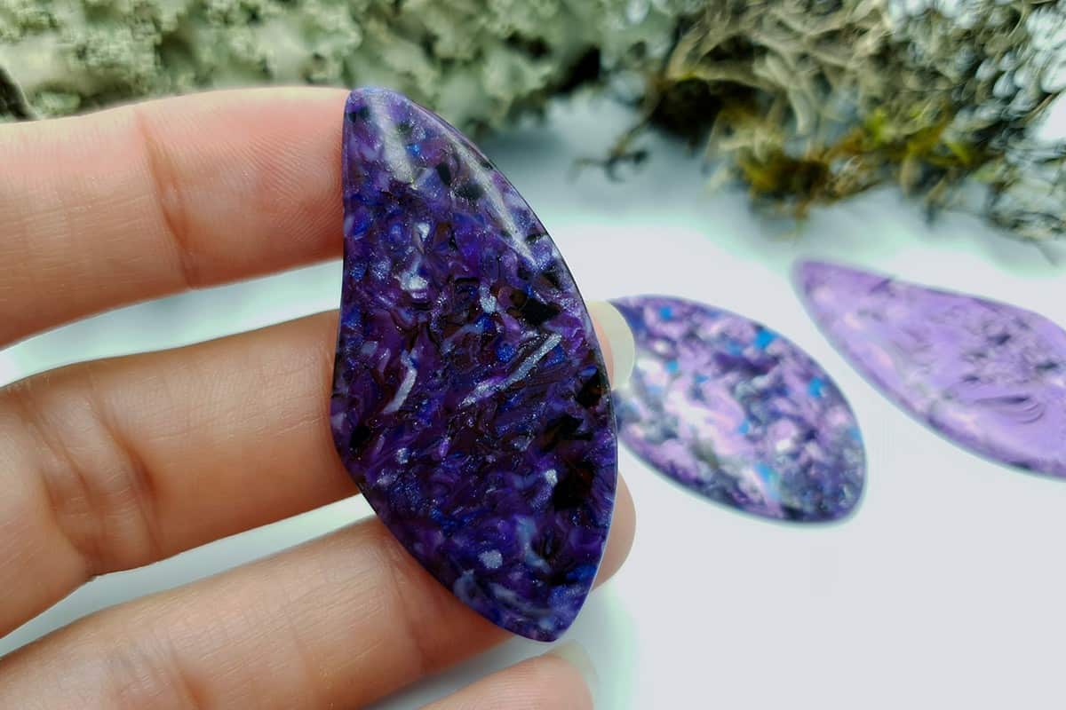 3 pcs Faux Purple Cabochones from Polymer Clay (#1) Cabochons SweetyBijou Cabochons   