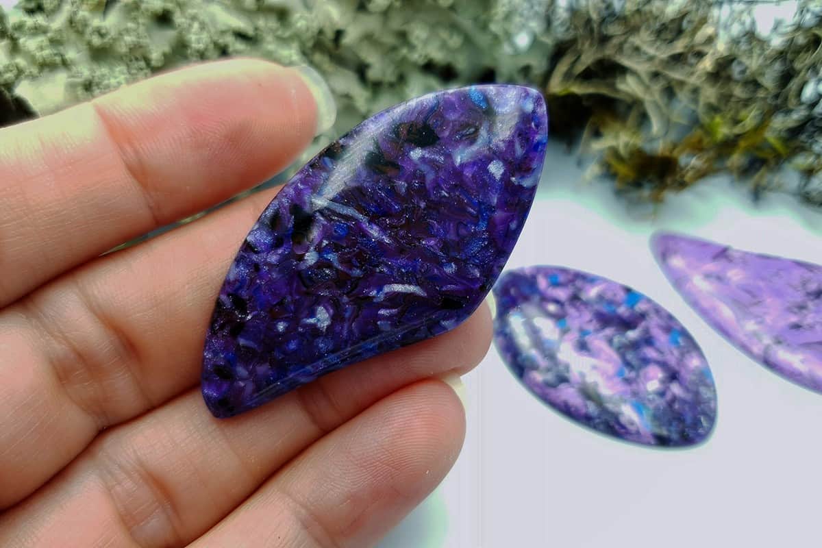 3 pcs Faux Purple Cabochones from Polymer Clay (#1) Cabochons SweetyBijou Cabochons   