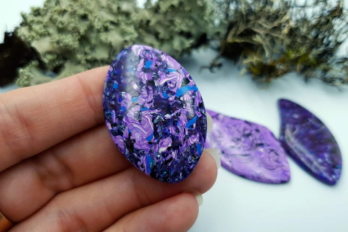 3 pcs Faux Purple Cabochones from Polymer Clay (#1) Cabochons SweetyBijou Cabochons   