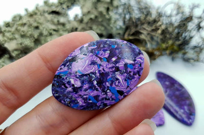 3 pcs Faux Purple Cabochones from Polymer Clay (#1) Cabochons SweetyBijou Cabochons   