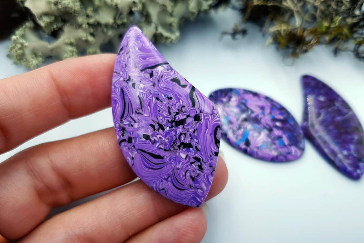 3 pcs Faux Purple Cabochones from Polymer Clay (#1) Cabochons SweetyBijou Cabochons   