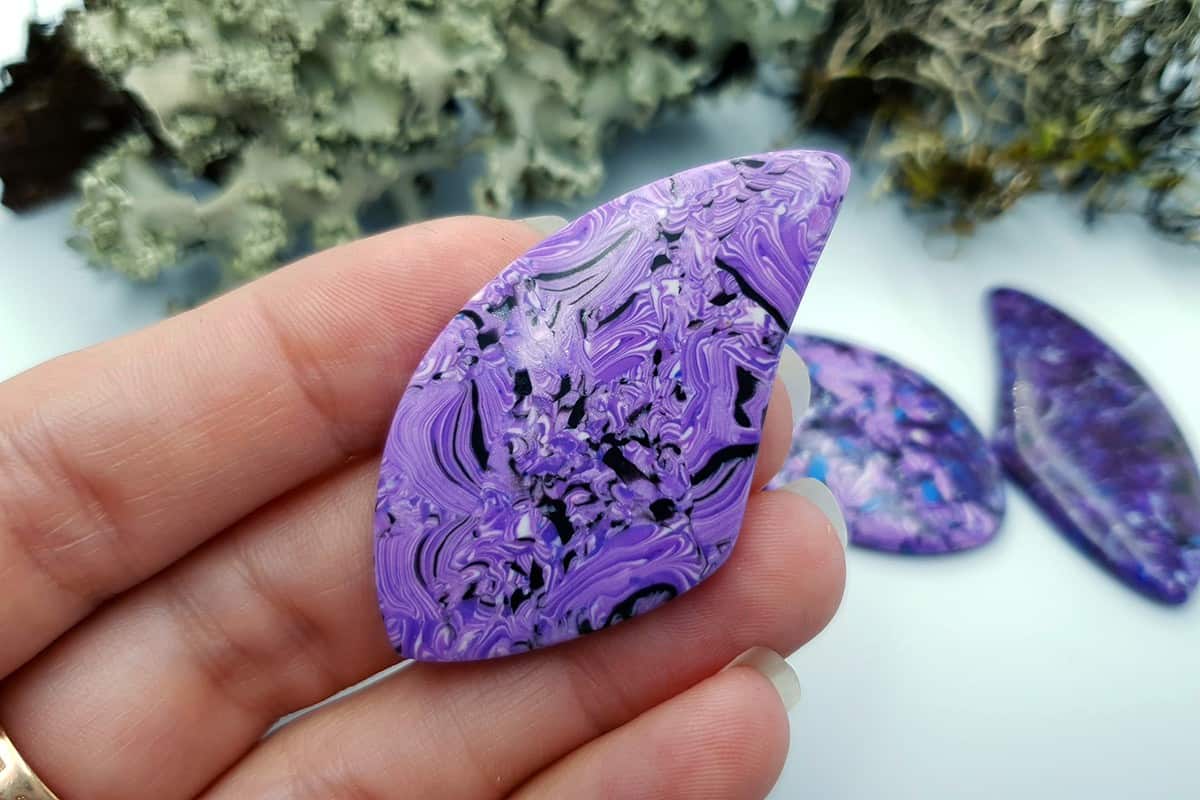 3 pcs Faux Purple Cabochones from Polymer Clay (#1) Cabochons SweetyBijou Cabochons   