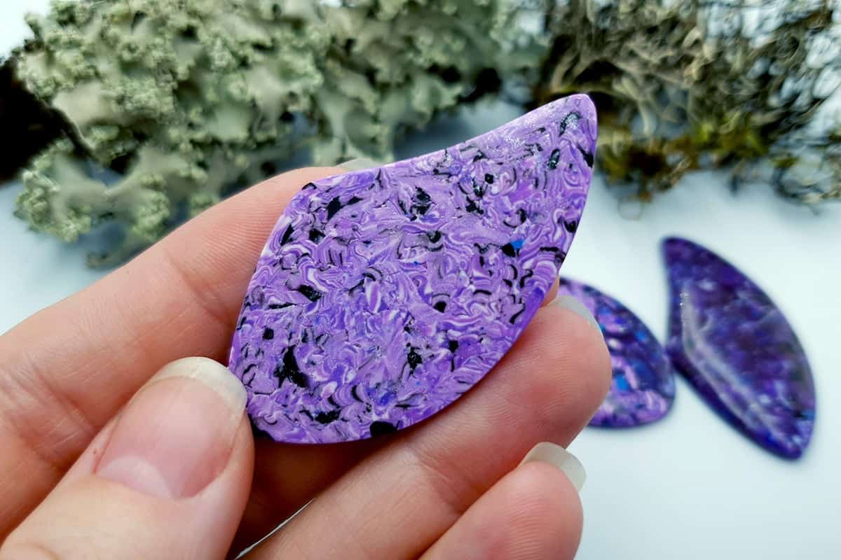 3 pcs Faux Purple Cabochones from Polymer Clay (#1) Cabochons SweetyBijou Cabochons   