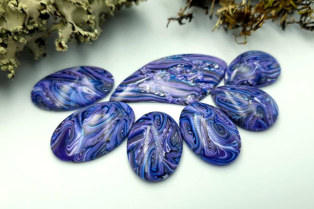 7 pcs Faux Purple Cabochones from Polymer Clay (#2) Cabochons SweetyBijou Cabochons   