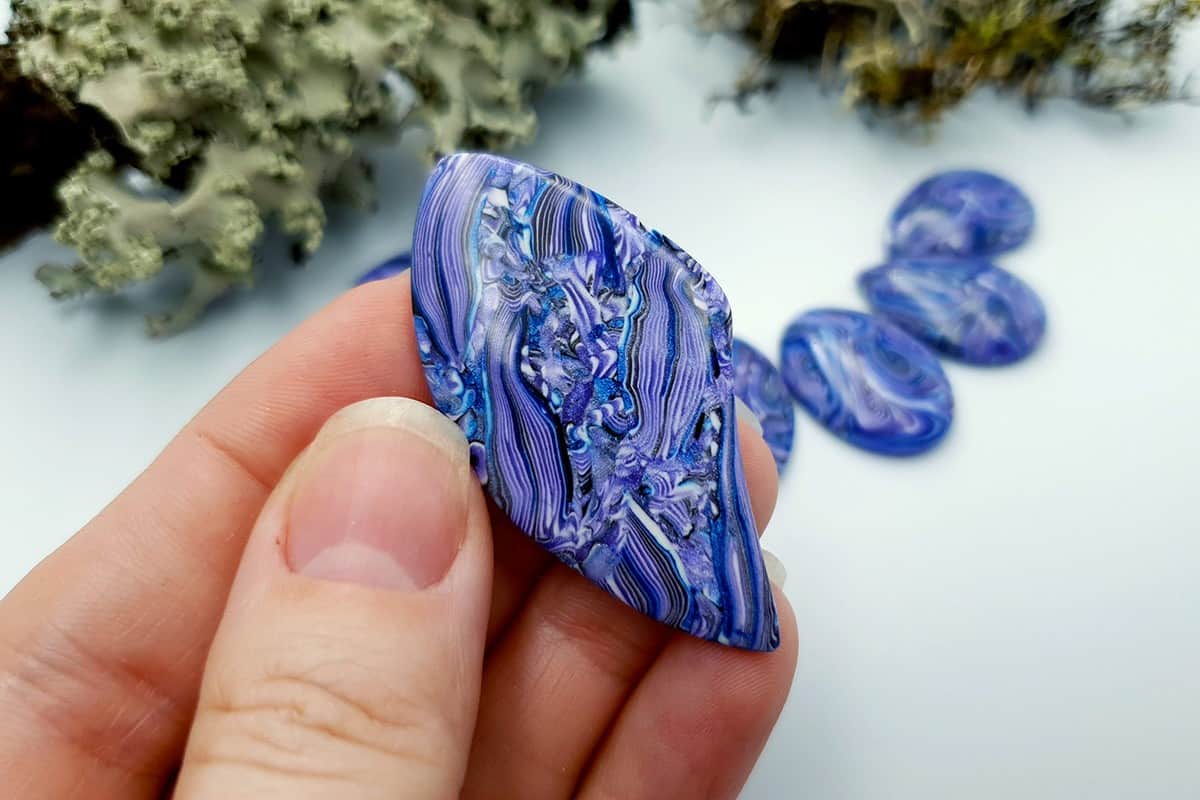 7 pcs Faux Purple Cabochones from Polymer Clay (#2) Cabochons SweetyBijou Cabochons   