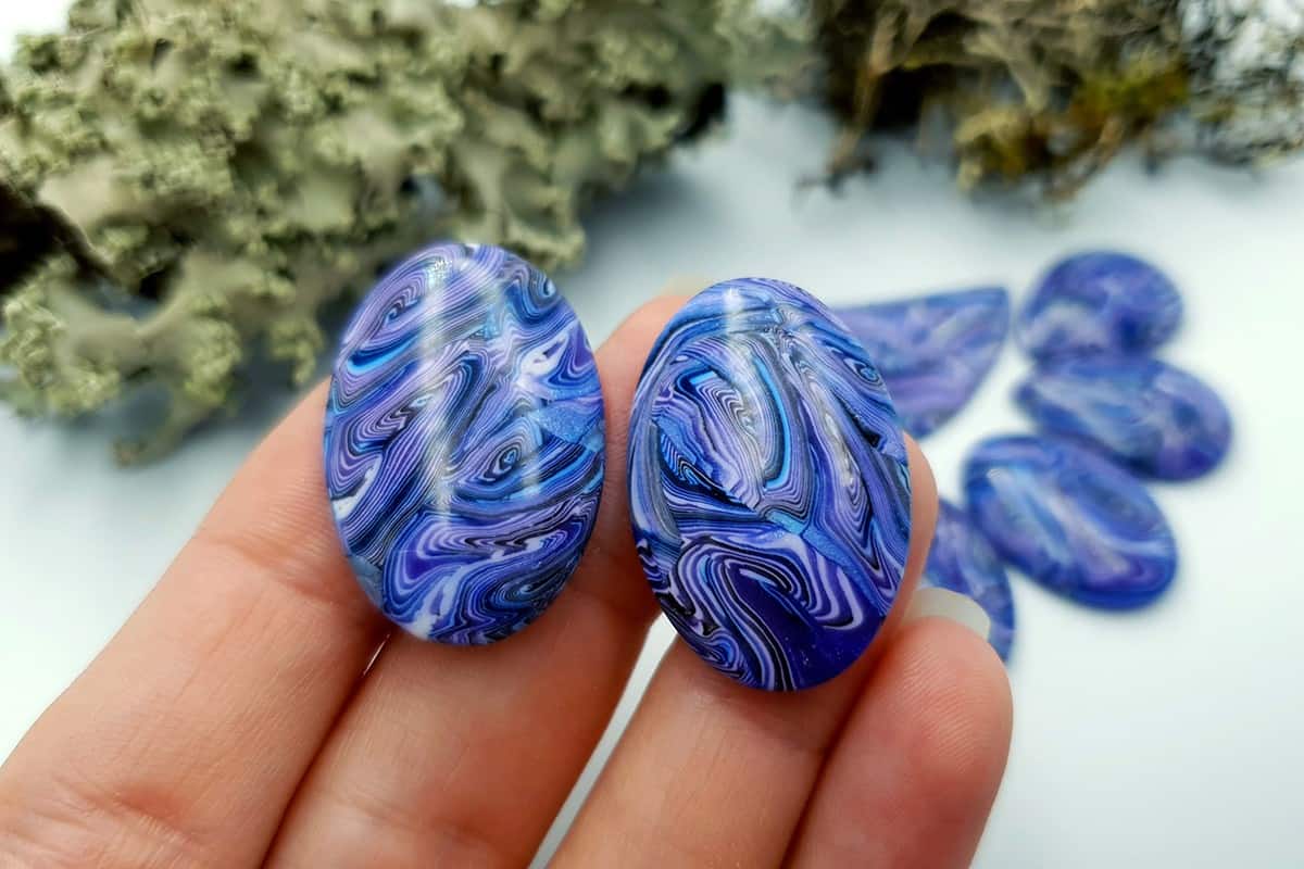 7 pcs Faux Purple Cabochones from Polymer Clay (#2) Cabochons SweetyBijou Cabochons   