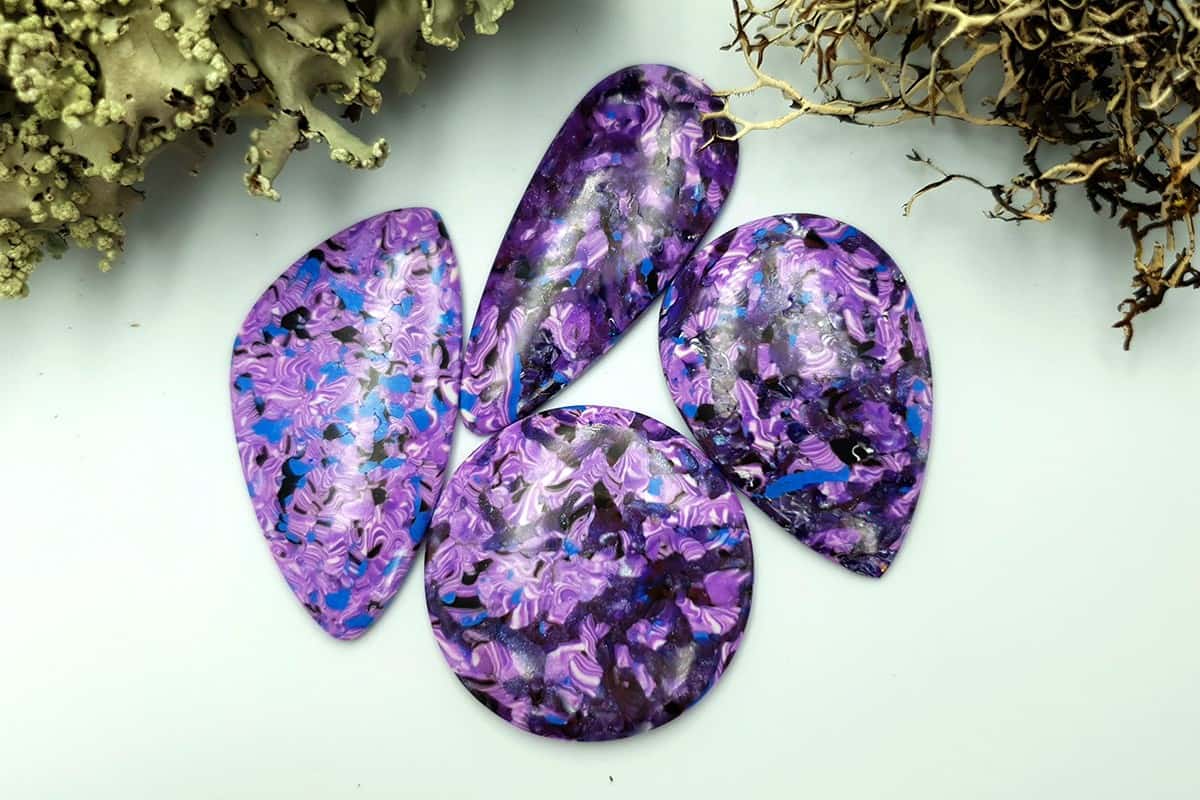 4 pcs Faux Purple Cabochones from Polymer Clay (#3) Cabochons SweetyBijou Cabochons   