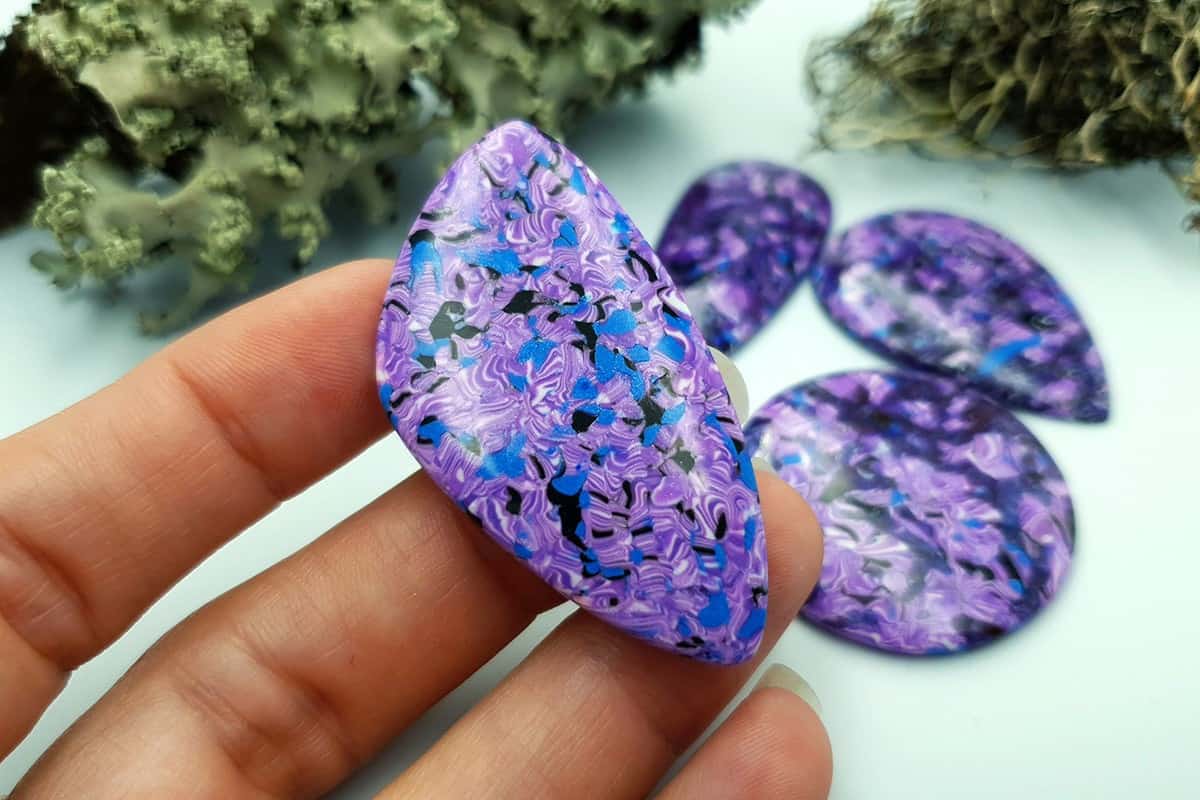 4 pcs Faux Purple Cabochones from Polymer Clay (#3) Cabochons SweetyBijou Cabochons   