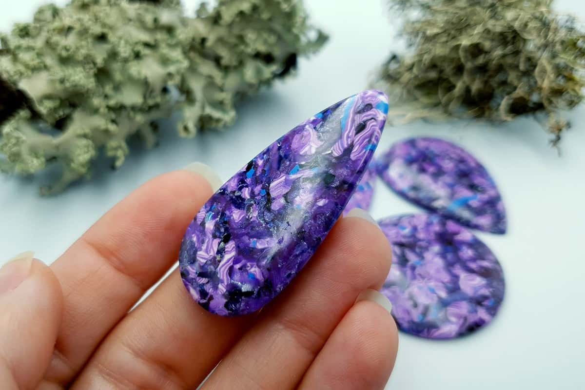 4 pcs Faux Purple Cabochones from Polymer Clay (#3) Cabochons SweetyBijou Cabochons   