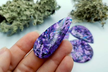 4 pcs Faux Purple Cabochones from Polymer Clay (#3) Cabochons SweetyBijou Cabochons   