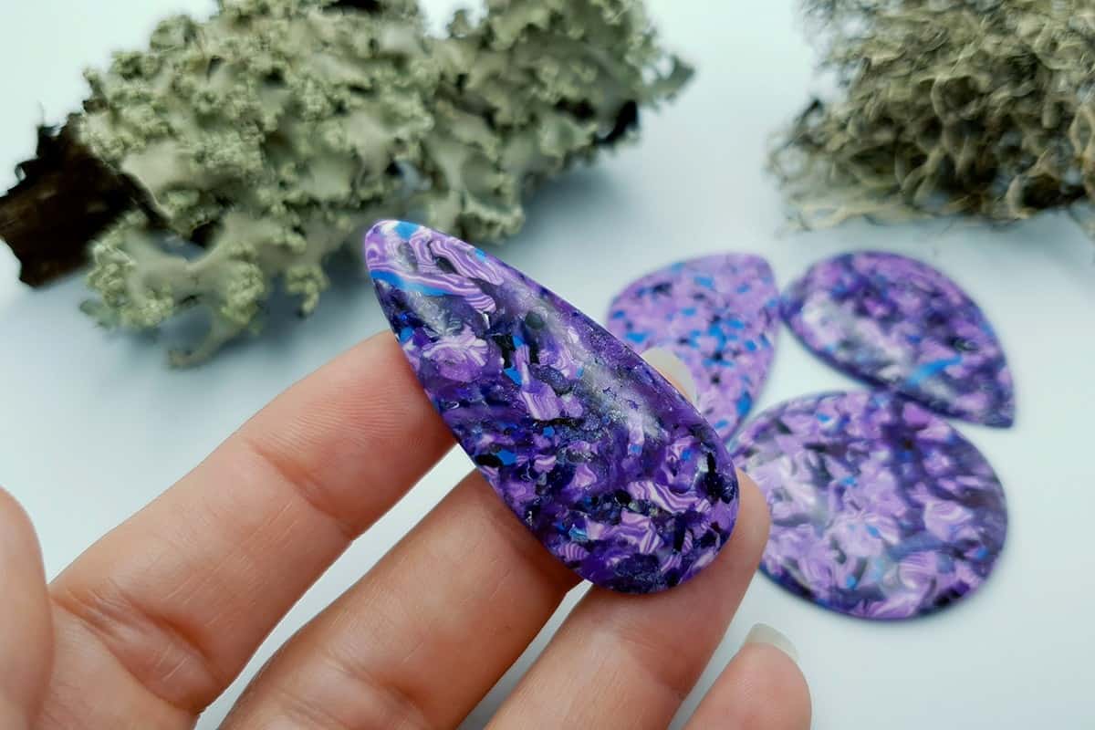 4 pcs Faux Purple Cabochones from Polymer Clay (#3) Cabochons SweetyBijou Cabochons   